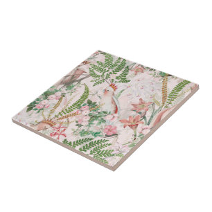 Vintager Cockatojungle Muster Blush Fliese