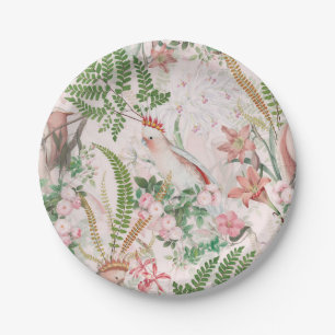 Vintager Cockatojungle Muster Blush Pappteller