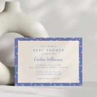 Vintager Cocktail Blue Red Floral Baby Dusche