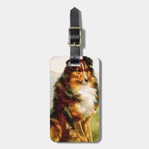 Vintager Collie-Hund Gepäckanhänger