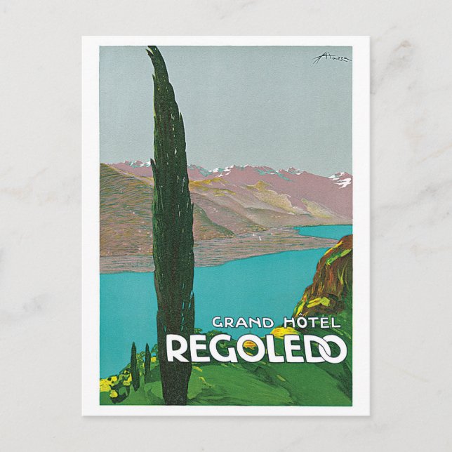 Vintager Comer See - Italienische Reise Postkarte (Vorderseite)