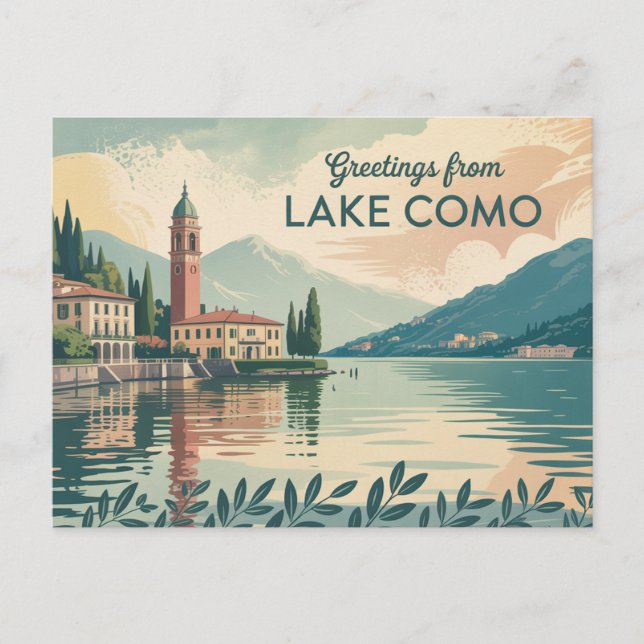 Vintager Comer See Postkarte | Grüße aus (Vorderseite)