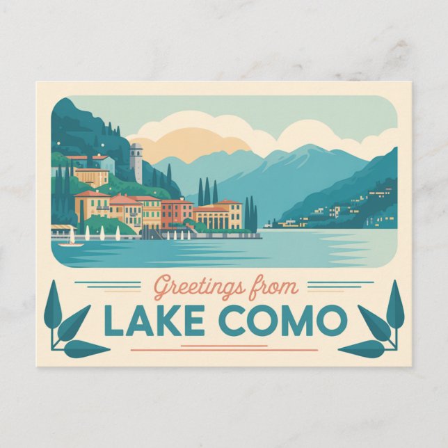 Vintager Comer See Postkarte | Grüße aus (Vorderseite)