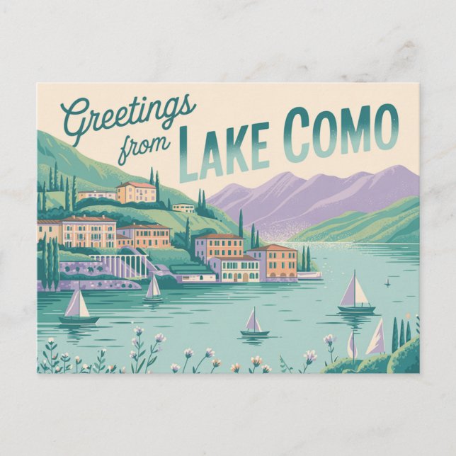 Vintager Comer See Postkarte | Grüße aus (Vorderseite)