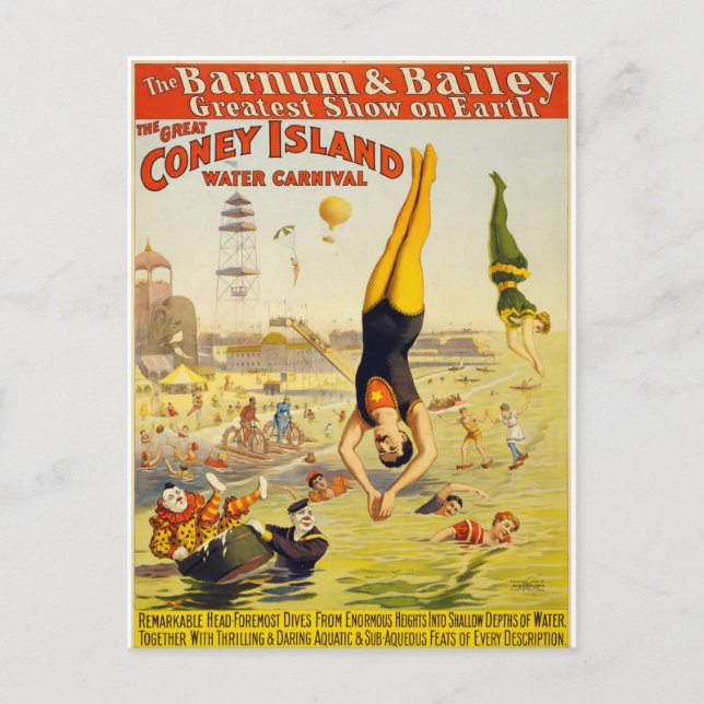 Vintager Coney Island Wassersport Postkarte (Vorderseite)