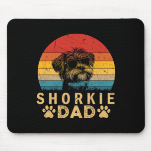 Vintager Cooler Shorkie Vater Hund liebt Paw Print Mousepad