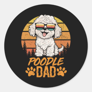 Vintager Cooler Wildspielzeug Poodle Vater Vaterta Runder Aufkleber