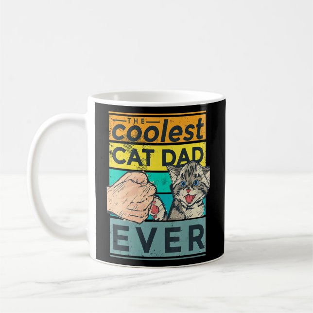 Vintager Coolster Cat Vater je Bumping Fist Kaffeetasse (Links)