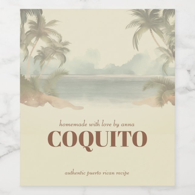 Vintager Coquito Palm Tree Weinetikett (Einzelnes Label)