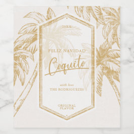Vintager Coquito Tropical Palm Tree Weinetikett