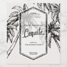 Vintager Coquito Tropical Palm Tree Weinetikett