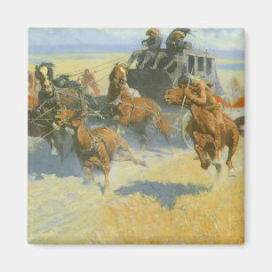 Vintager Cowboy, den nahen Führer niederwerfend, Magnet