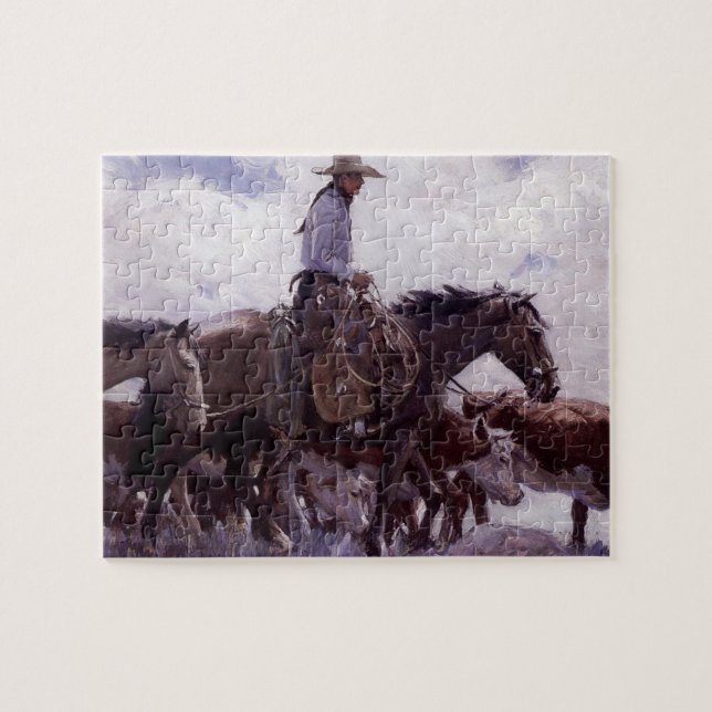 Vintager Cowboy mit Seiner Herde Rinder von Koerne (Horizontal)