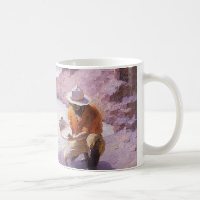 Vintager Cowboy, Panning Gold, Wyoming von Leigh Kaffeetasse (Rechts)