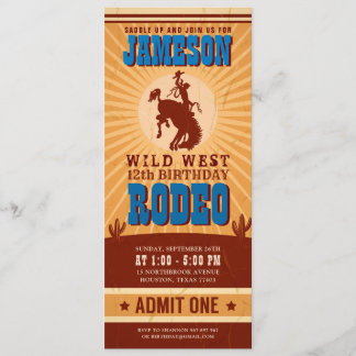 Vintager Cowboy-Western Rodeo Geburtstagskarte Einladung