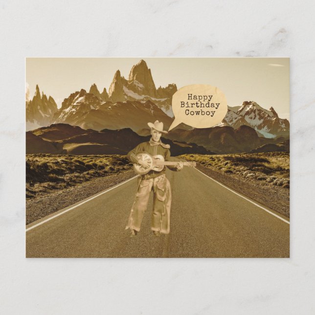 Vintager Cowboy zum Geburtstag Postkarte (Vorderseite)