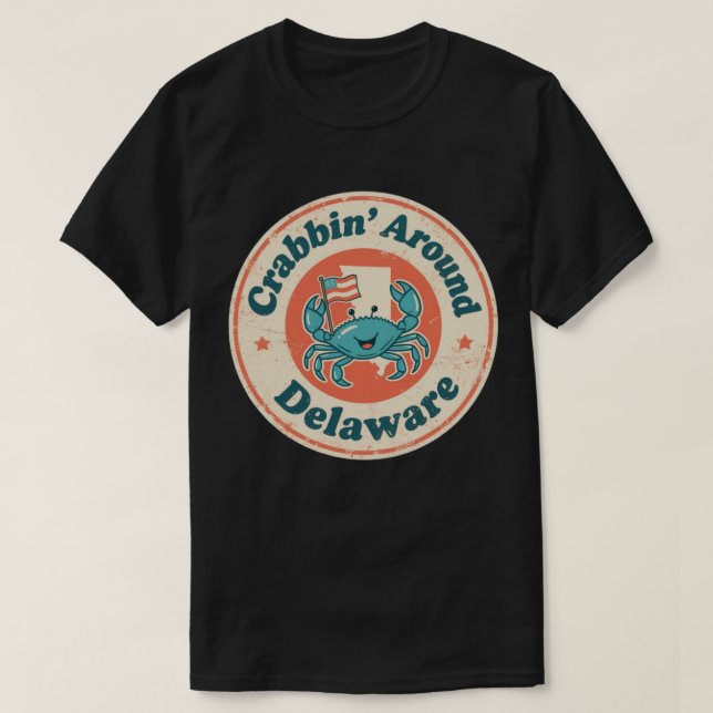 Vintager Crabbin um Delaware-Krebs T-Shirt (Design vorne)