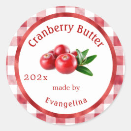 Vintager Cranberry Butter Personalisiert Canning Runder Aufkleber