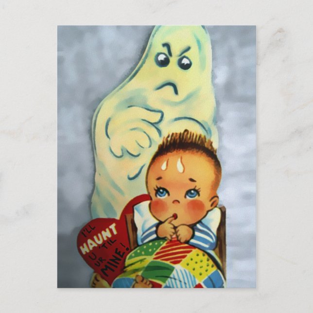 Vintager Creepy-Valentinstag Postkarte (Vorderseite)