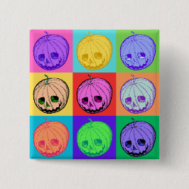 Vintager, cremefarbener Jack-O-Lantern-Pop Button