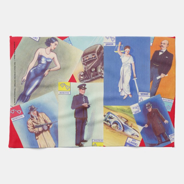 Vintager "Crime Club" Teetuch Geschirrtuch (Horizontal)