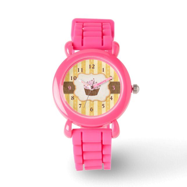 Vintager Cupcake-Hintergrund Armbanduhr (Vorderseite)