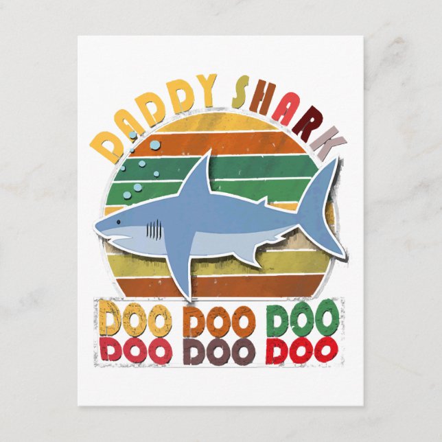 Vintager Daddy Shark Vathers Day Begleitkarte (Vorderseite)