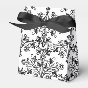 Vintager Damask Daisy Floral Etching in Schwarz Geschenkschachtel