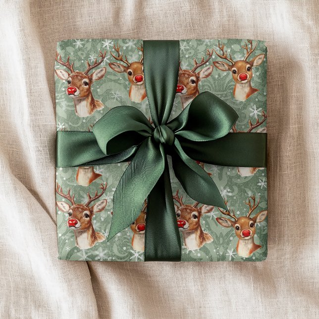 Vintager Damask mit roter Nose Geschenkpapier (Von Creator hochgeladen)