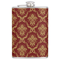 Vintager Damast aus Rot und Gold