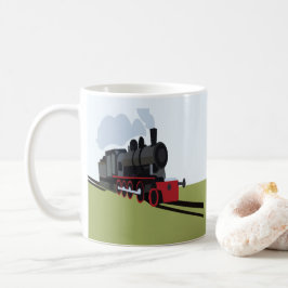 Vintager Dampfzug auf Bahnstrecke Kunst Kaffeetasse