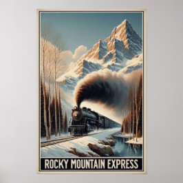 Vintager Dampfzug in einer Bergwelt Poster