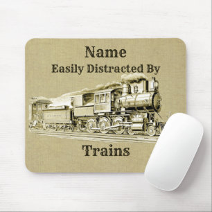 Vintager Dampfzug leicht ablenkbar, Name hinzufüge Mousepad