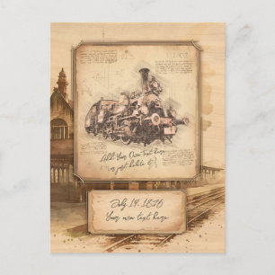Vintager Dampfzug / Lokomotive Art. Fahrergeschenk Postkarte