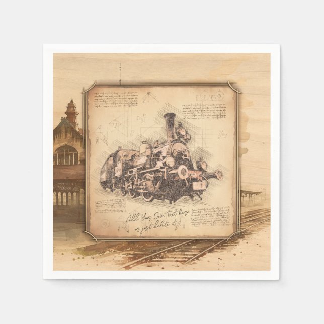 Vintager Dampfzug / Lokomotive Art. Fahrergeschenk Serviette (Vorderseite)
