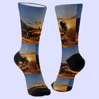 Vintager Dampfzug Motor bei Sunset CPRR 229 Bahn Socken