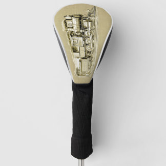 Vintager Dampfzug Motor Lokomotive Zeichnend Golf Headcover