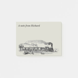 Vintager Dampfzug-Motor Zeichnend Post-it Klebezettel