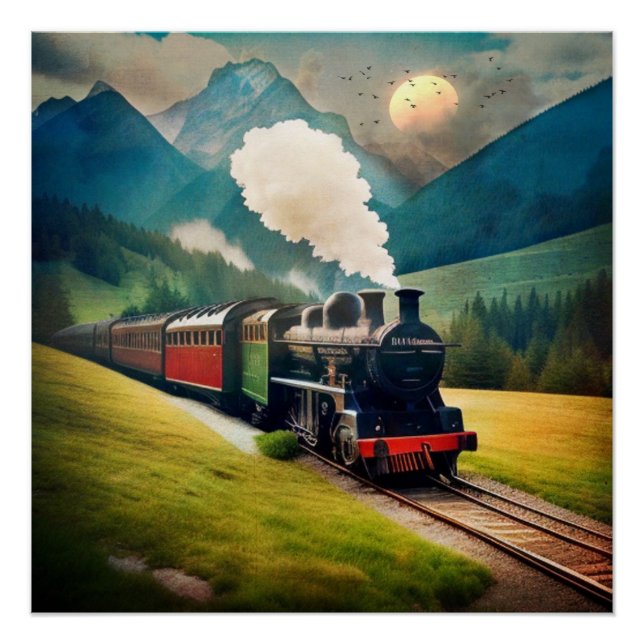 Vintager Dampfzug Poster (Vorderseite)