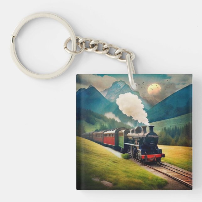 Vintager Dampfzug Schlüsselanhänger (Vorderseite)