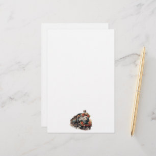Vintager Dampfzug Traditionelle Weihnachtsfeiertag Briefpapier