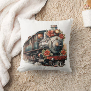 Vintager Dampfzug Traditionelle Weihnachtsfeiertag Kissen