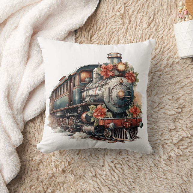 Vintager Dampfzug Traditionelle Weihnachtsfeiertag Kissen (Decke)