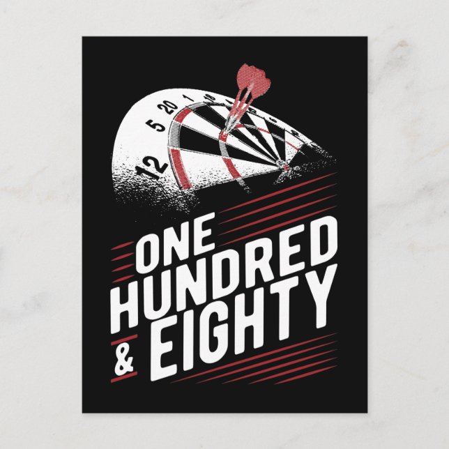 Vintager Dart-Aufziehbrett 180 Darts Postkarte (Vorderseite)