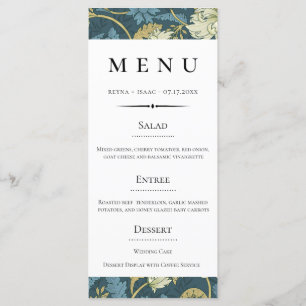 Vintager Deko English Floral Wedding Menükarte
