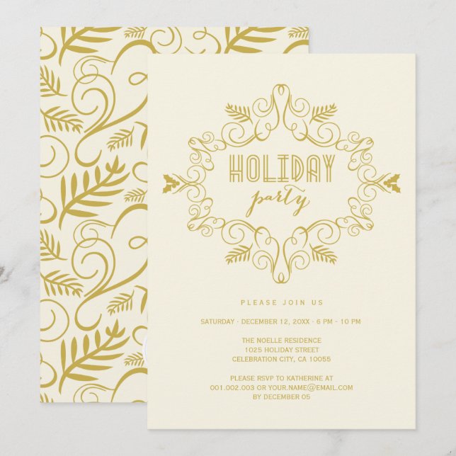 Vintager Deko Foliage Classic Feiertag Einladung (Vorne/Hinten)