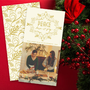 Vintager Deko Foliage Frame Liebe Freude Foto Feiertagskarte