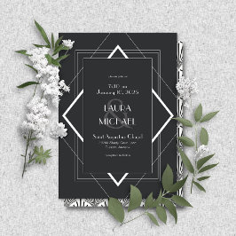 Vintager Deko Schwarz-weiße Einladung