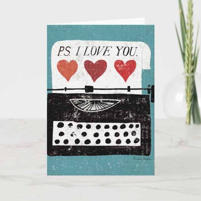 Vintager Desktop - Schreibmaschine Karte (Vorderseite)