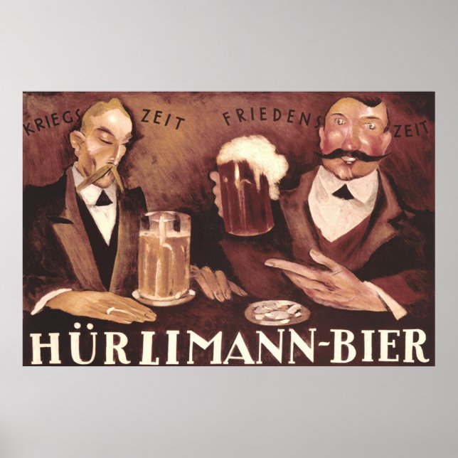 Vintager deutscher Bier Bar Pub Art Poster Hurlima (Vorne)